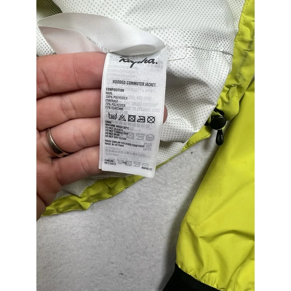 Rapha Commuter Cycling Jacket Yellow Hooded Waterproof Hi Vis Rain Mens - Med